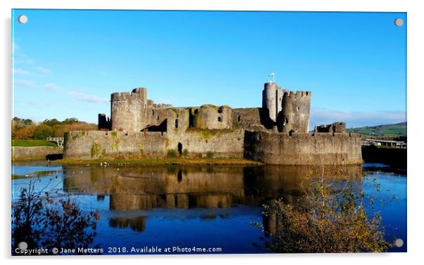           Caerphilly Castle                      Acrylic by Jane Metters