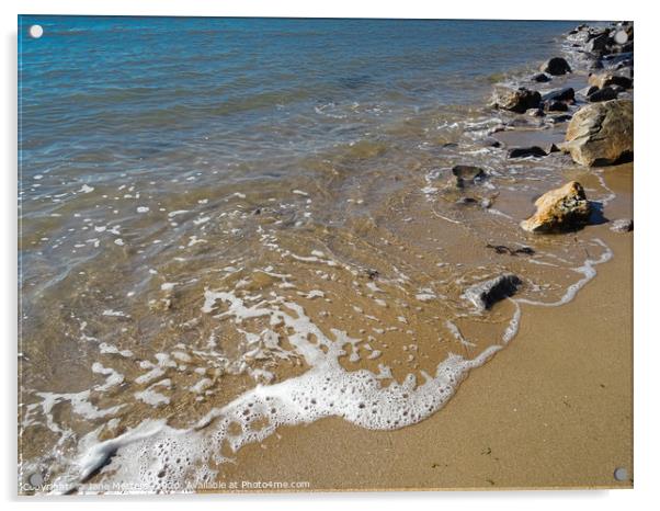 Sand, Sea and Rocks Acrylic by Jane Metters