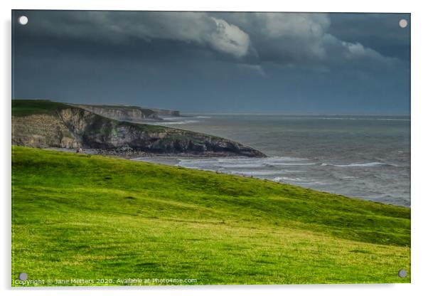 Southerndown Cliffs Acrylic by Jane Metters
