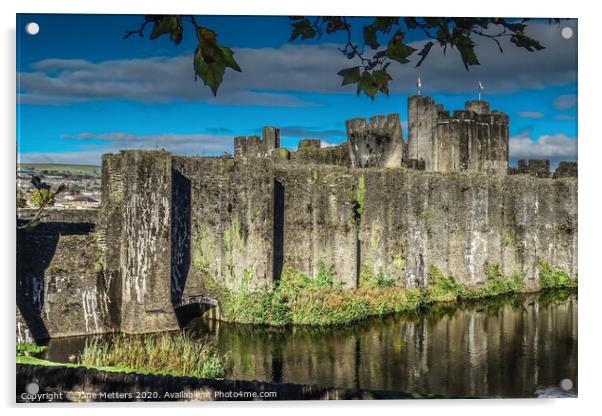 Caerphilly Castle Acrylic by Jane Metters