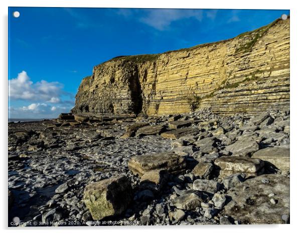 The Cliffs on Dunraven Bay  Acrylic by Jane Metters
