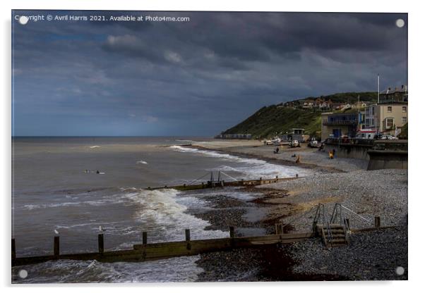 Coastal Serenity of Cromer Beach Acrylic by Avril Harris