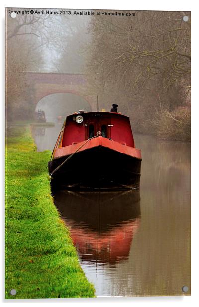 Narrowboat on the Canal Acrylic by Avril Harris