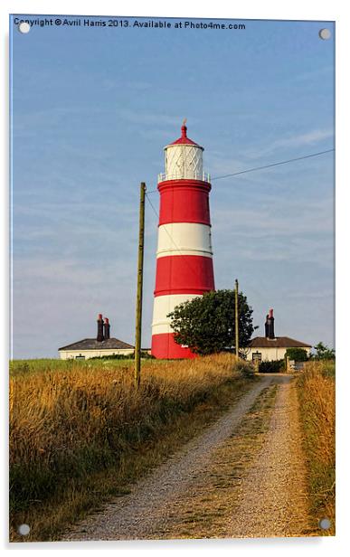 Happisburgh Lighthouse North Norfolk Acrylic by Avril Harris