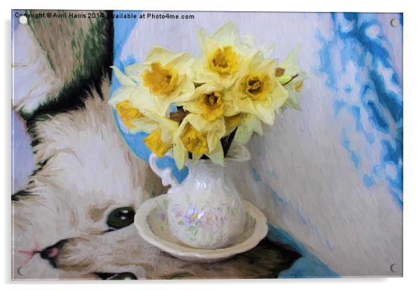  Daffodils Acrylic by Avril Harris