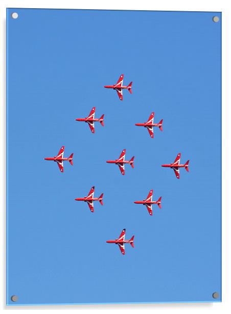 Red Arrows Diamond 9 Acrylic by Claire Hartley