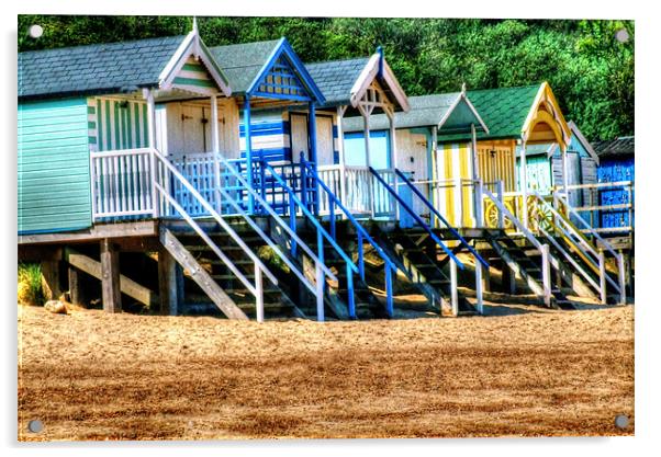 Beach Huts Acrylic by carin severn