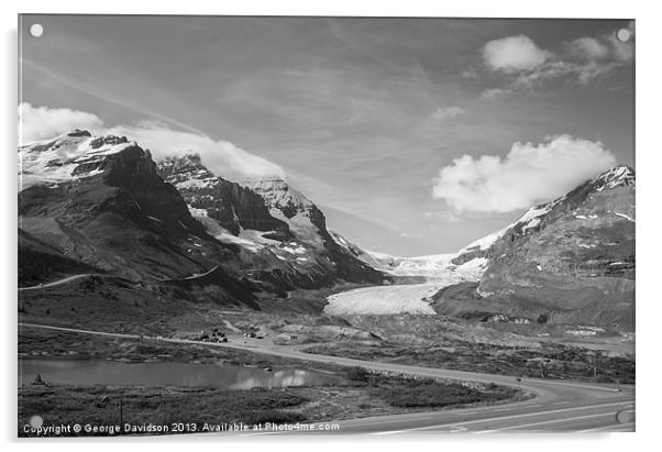 Athabasca Glacier (Mono) Acrylic by George Davidson