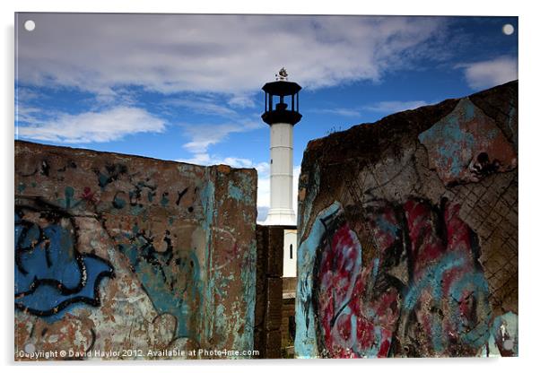 Maryport Light House Acrylic by David Haylor