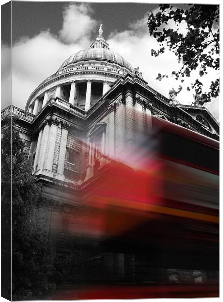 St Pauls Cathedral and a London Bus Canvas Print by Jonathan Pankhurst