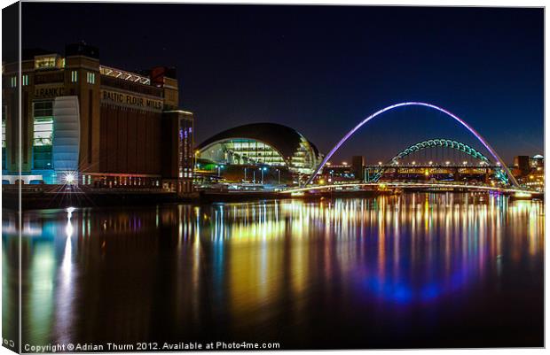 Night Tyne on the Quayside Canvas Print by Adrian Thurm