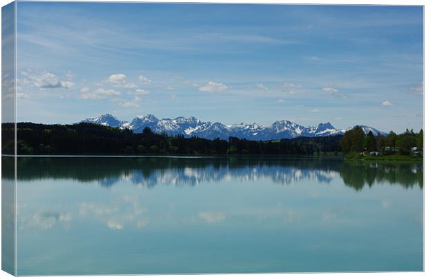 Urspringer Lechsee and Alps, Germany Canvas Print by Claudio Del Luongo