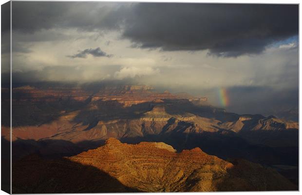 Rainbow, storm cloud and sun on Grand Canyon, Ariz Canvas Print by Claudio Del Luongo