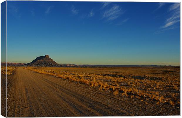 Gravel road to Factory Butte, Utah Canvas Print by Claudio Del Luongo