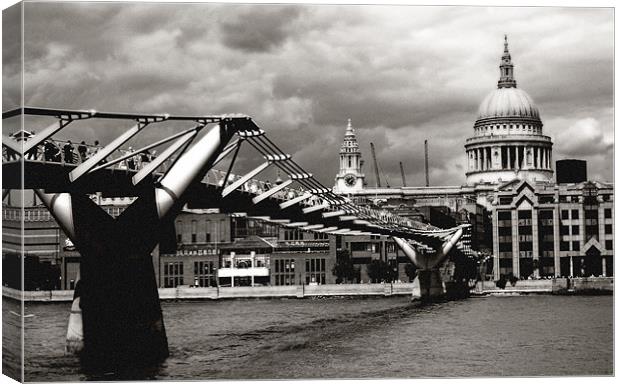 Millennium Bridge and St Paul Canvas Print by Sophie Martin-Castex