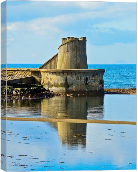 Reflective Ardrossan Watch Tower Canvas Print by Chris Archer