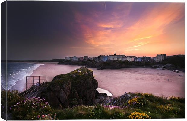 Tenby from St Catherines Canvas Print by mark davis
