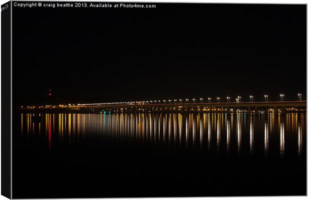 Tay Road Bridge Lights Canvas Print by craig beattie