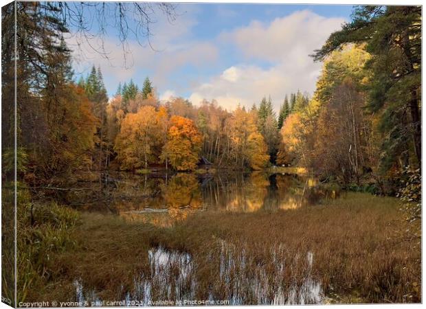 Autumn at Loch Dunmore, Pitlochry Canvas Print by yvonne & paul carroll