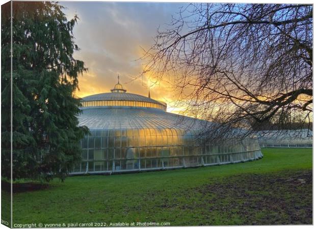 Late winter sun on the Kibble Palace, Glasgow Botanic Gardens Canvas Print by yvonne & paul carroll
