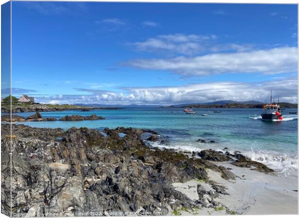 A boat coming into to the slip on the Isle of Iona Canvas Print by yvonne & paul carroll