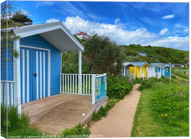 The beach huts at Coldingham Bay Canvas Print by yvonne & paul carroll