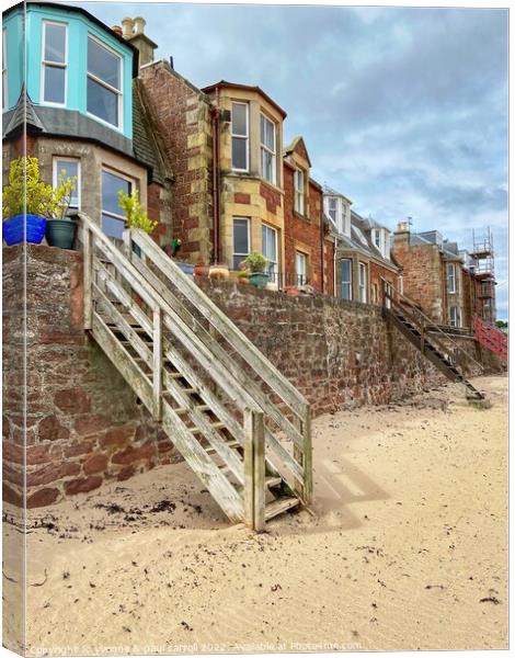 Steps leading to the beach from the seafront houses in North Berwick Canvas Print by yvonne & paul carroll