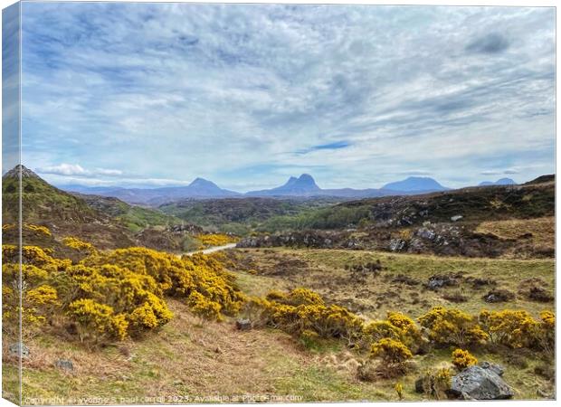 Canisp, Suilven and Cul Mor from the B869 Canvas Print by yvonne & paul carroll