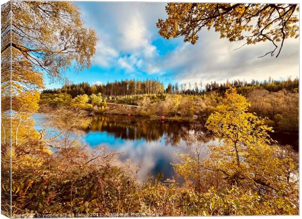 Loch Drunkie Autumn reflections Canvas Print by yvonne & paul carroll