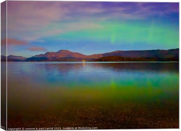 Aurora over Loch Lomond  Canvas Print by yvonne & paul carroll