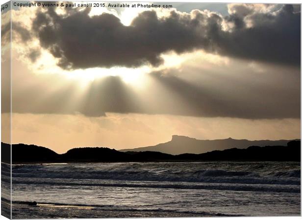  Sun getting ready to set over Isle of Eigg Canvas Print by yvonne & paul carroll