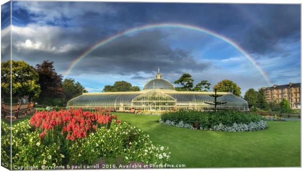 Rainbow over the Botanics Glasshouse Canvas Print by yvonne & paul carroll