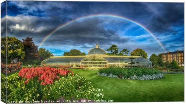 Rainbow over the Botanics Glasshouse - HDR Canvas Print by yvonne & paul carroll