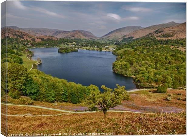 Grasmere Lake from Loughrigg Fell Canvas Print by yvonne & paul carroll