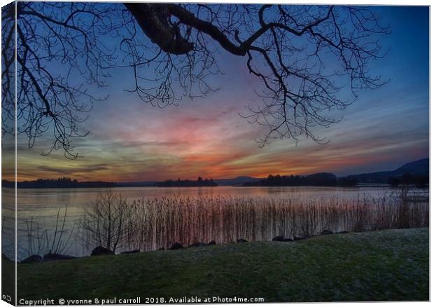 Lake of Menteith winter sunset Canvas Print by yvonne & paul carroll