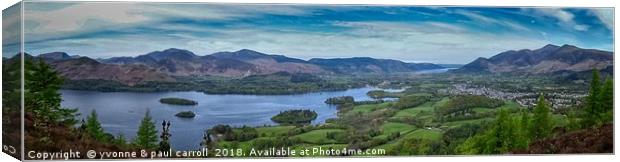 Derwent water panorama from Walla Crag, Keswick Canvas Print by yvonne & paul carroll