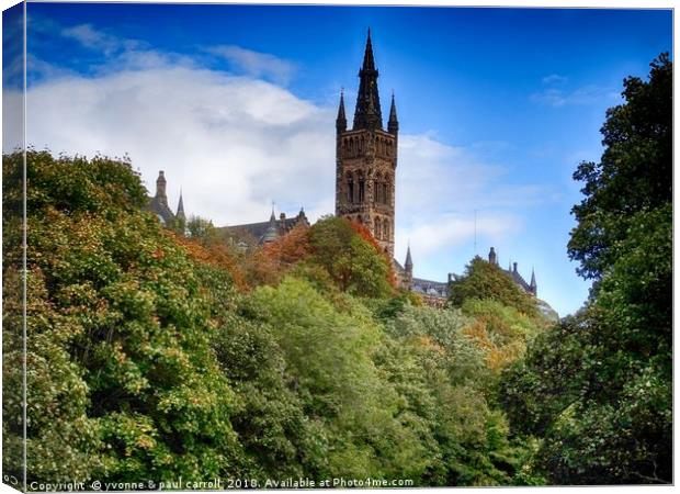 Glasgow University looking upriver Canvas Print by yvonne & paul carroll