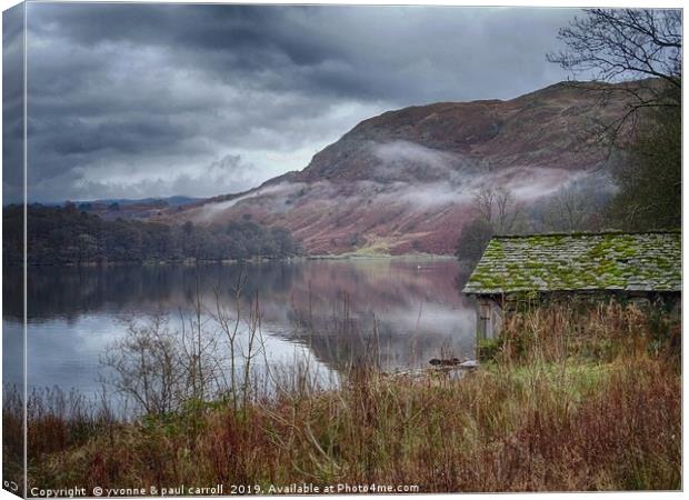 Boathouse on Grasmere Lake in winter Canvas Print by yvonne & paul carroll
