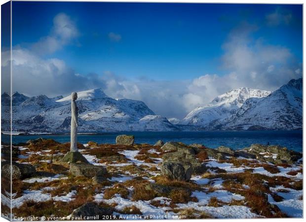 Looking over the fjord, Lofoten Islands Canvas Print by yvonne & paul carroll