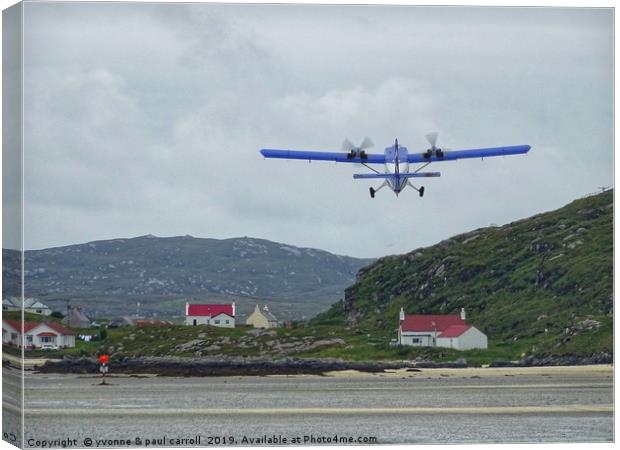 Plane taking off at Barra airport Canvas Print by yvonne & paul carroll