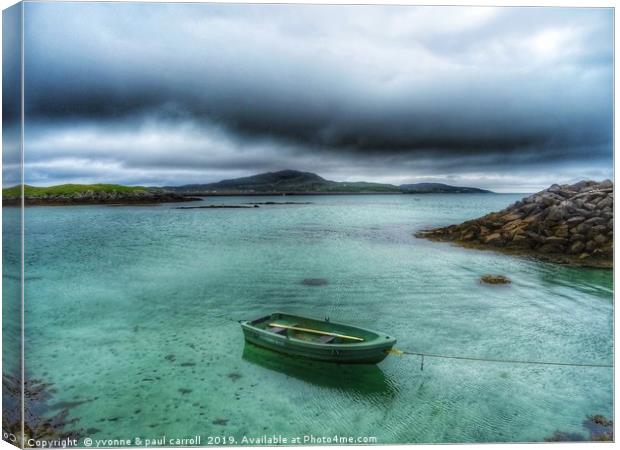 Lone boat, South Uist, Outer Hebrides Canvas Print by yvonne & paul carroll