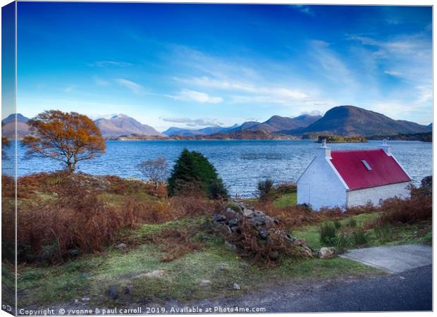 The wee red roofed house, Applecross Peninsula Canvas Print by yvonne & paul carroll