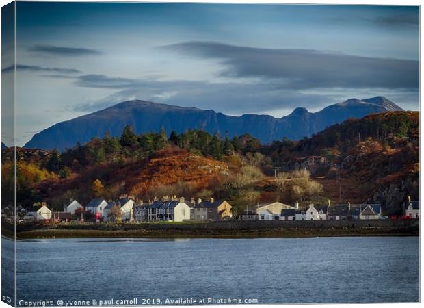Lochinver village with Quinag rising behind it Canvas Print by yvonne & paul carroll