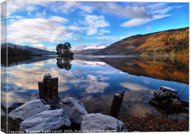 Loch Tay reflections from Kenmore in winter Canvas Print by yvonne & paul carroll
