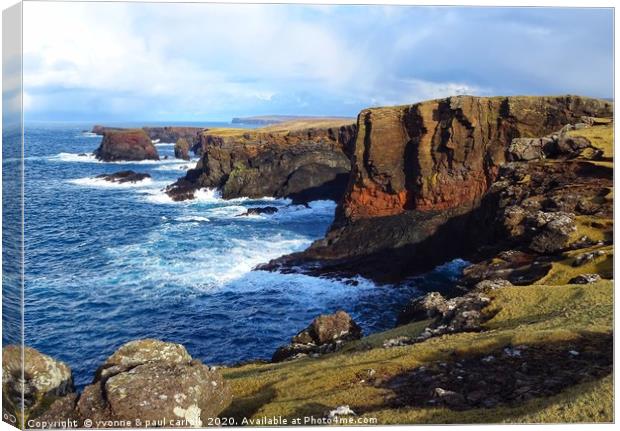 Eshaness sea cliffs, Shetland Canvas Print by yvonne & paul carroll