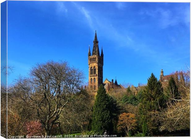 Glasgow University from Kelvingrove Park in Spring Canvas Print by yvonne & paul carroll