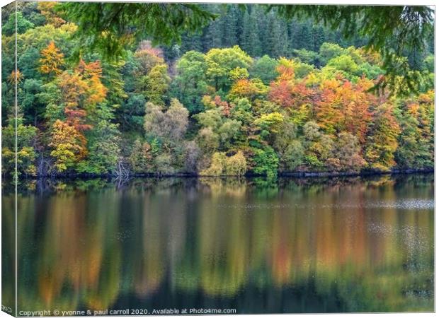 Autumn colours at Loch Drunkie Canvas Print by yvonne & paul carroll