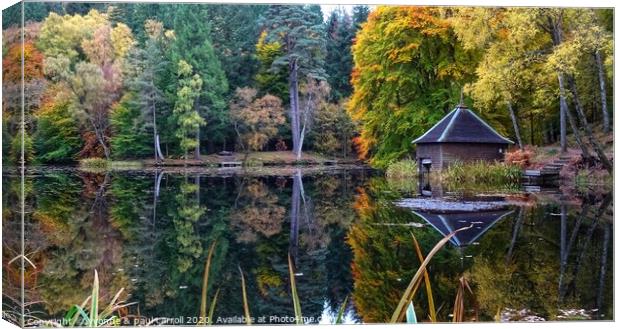 Loch Dunmore boathouse, Faskally Woods, Perthshire Canvas Print by yvonne & paul carroll