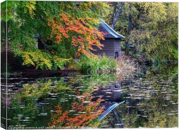 The boathouse at Loch Dunmore in Autumn Canvas Print by yvonne & paul carroll