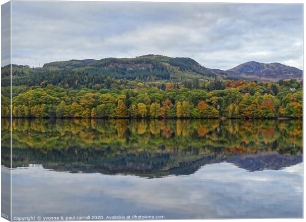 Autumn reflections on Faskally Loch, Pitlochry Canvas Print by yvonne & paul carroll